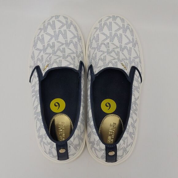Michael Kors Boerum Double Gore MK Signature Logo Print PVC Slip On Shoe Size 9M - Picture 3 of 11